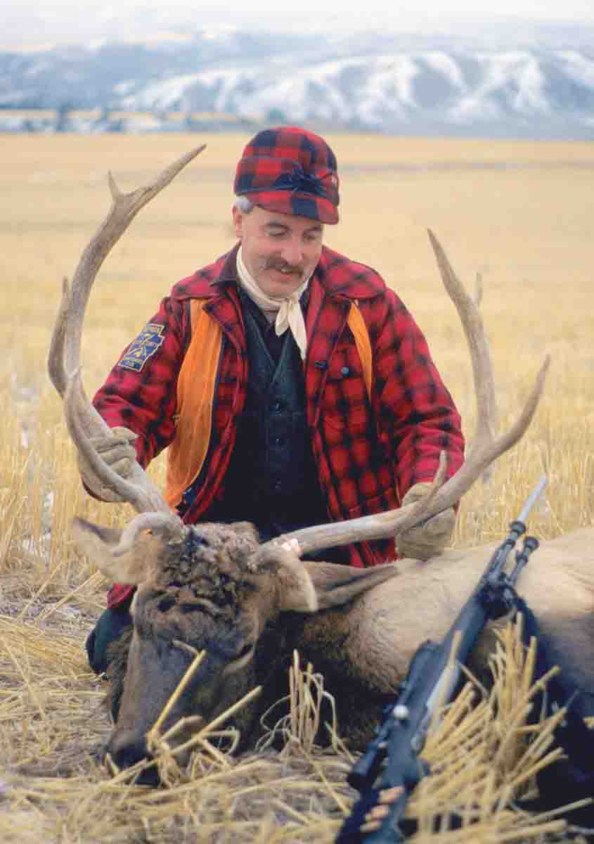 Jay Rightnour took this bull with a .338 Winchester Magnum, which most elk hunters consider a big bore.